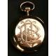 Longines pocket watch in 18 K solid gold.