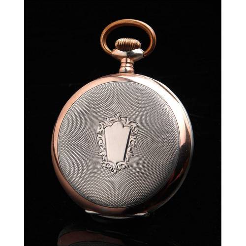 Elegante Reloj de Bolsillo de Plata Maciza en Excelente Estado. Suiza, Circa 1915