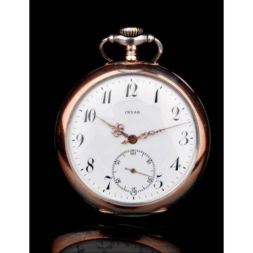 Rare Solid Silver Invar Working Pocket Watch. Switzerland, 1915