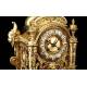 Beautiful bronze mantel clock with pendulum. France, 19th Century