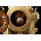 Beautiful bronze mantel clock with pendulum. France, 19th Century