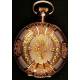 Spectacular antique pocket watch in solid gold in 3 colors. Three covers. 1897