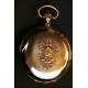 Solid gold pocket watch. Erotic dial with automaton. 50 mm. 1890