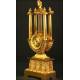 Antique gilt bronze and Lyre shape clock. S. XIX