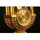 Antique gilt bronze and Lyre shape clock. S. XIX