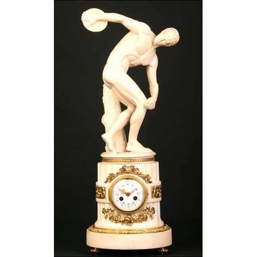 Excellent mantel clock. 1855. Myron Discobolus