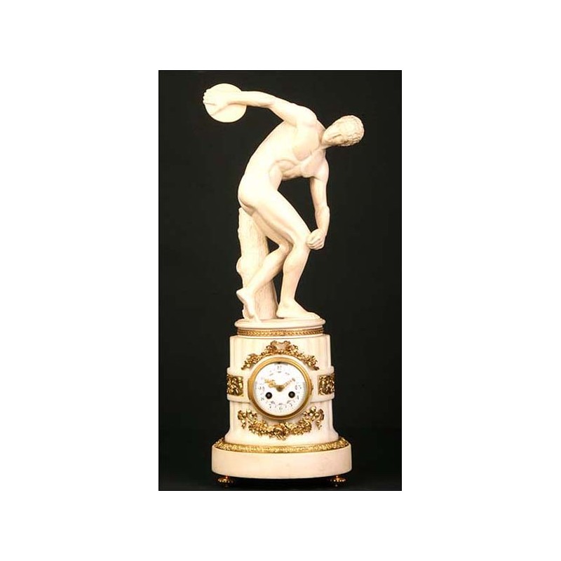 Excellent mantel clock. 1855. Myron Discobolus