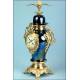 Pendulum clock in bronze and cobalt blue porcelain. 1890