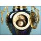 Pendulum clock in bronze and cobalt blue porcelain. 1890