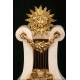 Pendulum clock in white marble and gilt bronze. 1870