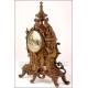 Antique French clock in patinated bronze + harness. 1870