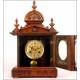 Mantel clock with Junghans chime. Walnut. 1900