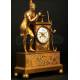 Antique French gilt bronze clock. 1850. Allegory of music