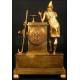 Antique French gilt bronze clock. 1850. Allegory of music