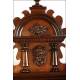 Large wall clock with chime. Chestnut. 83 cms. 1900