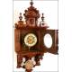 Large wall clock with chime. Chestnut. 83 cms. 1900