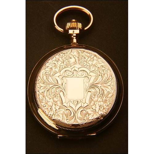 Pocket watch in solid gold. Three covers. 15 jewels. 1900