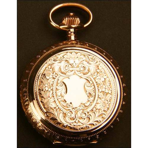 Savonette pocket watch in solid gold, 53mm and 104gr.