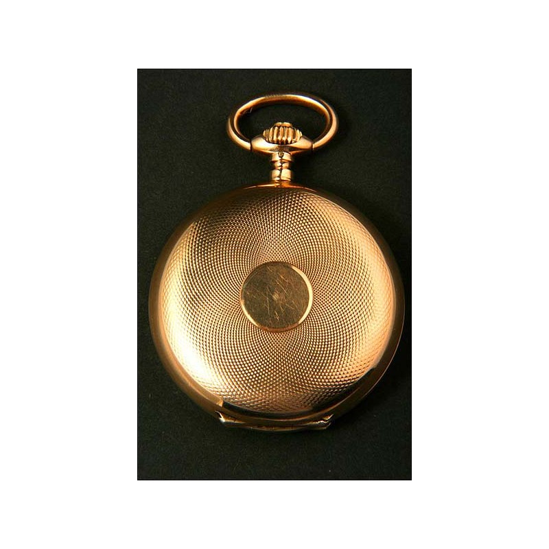 Pocket watch in 14K solid gold. Circa 1890.