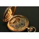 Eureka pocket watch in 14K solid gold. Circa 1881.