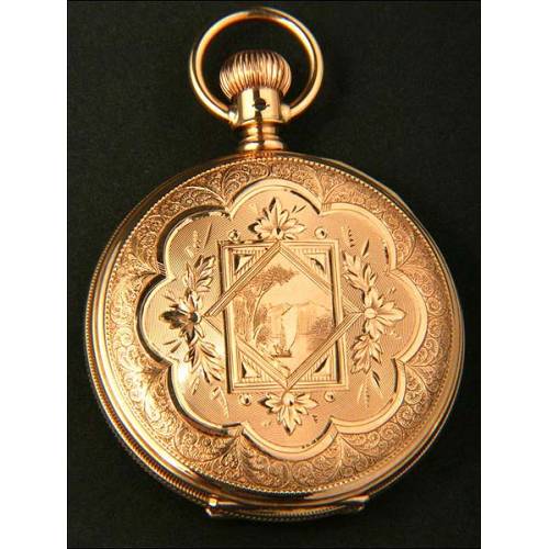 Precioso reloj de bolsillo Waltham. 1914. Oro macizo de 14K