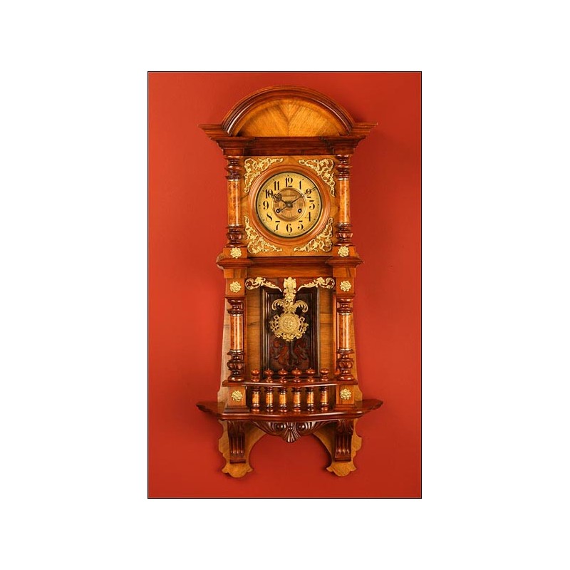 Important German Pendulum Clock with Bronze Applique, 1890.