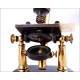 Beautiful Antique Double Pillar Microscope. France, 1875