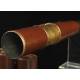 Large Gold Plated Brass Spyglass with Original Leather Case. 30's of the XX Century