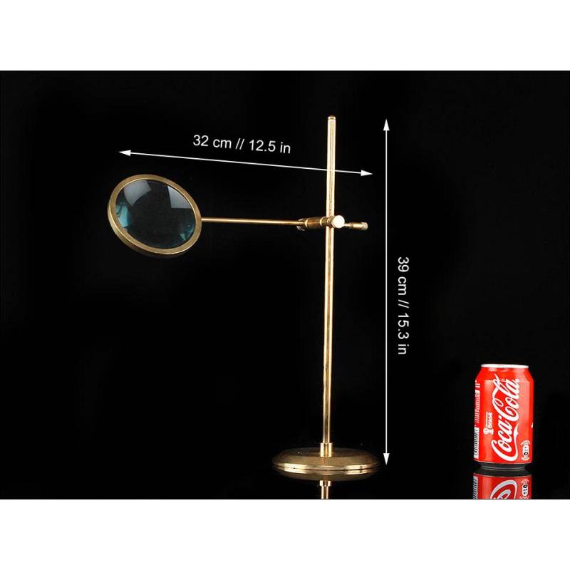 Scientific, Instrument, Magnifying Glass on Candle Stand, Brass