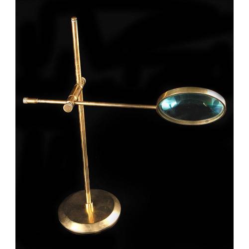 Vintage Brass Magnifying Glass with Stand and Brass Seashell