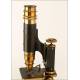 Fantastic Antique Antique Microscope in Original Case. England, 1910-20