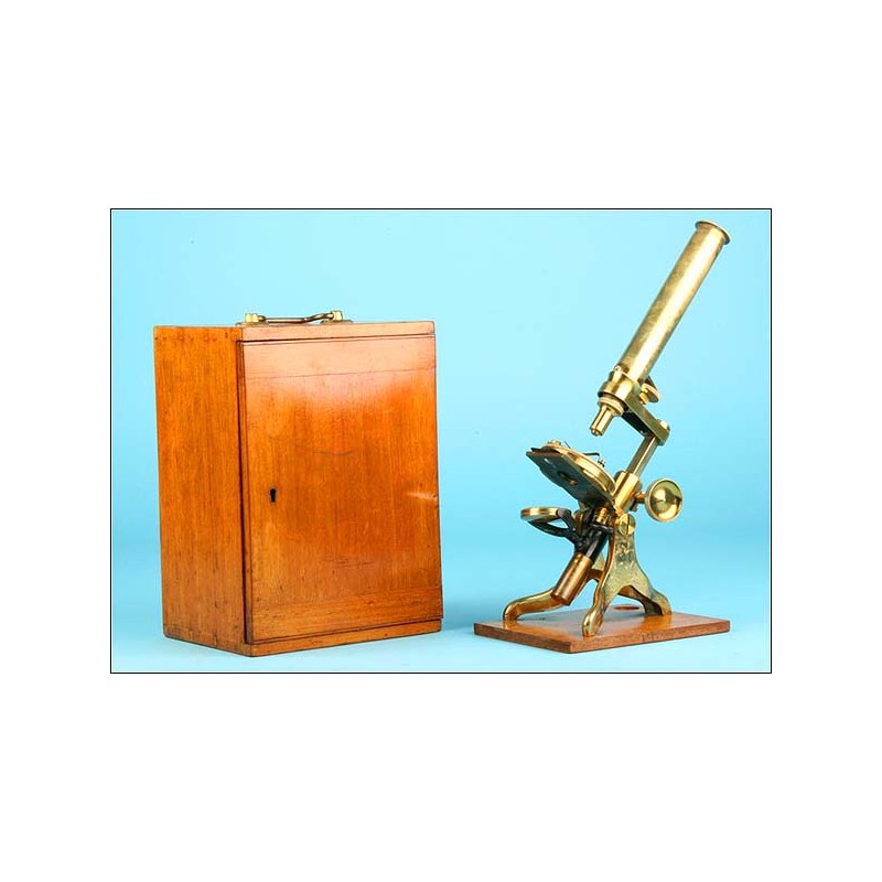 Antique brass microscope. Circa 1880