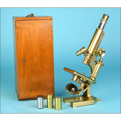 R & J. Beck antique brass microscope. Circa 1900