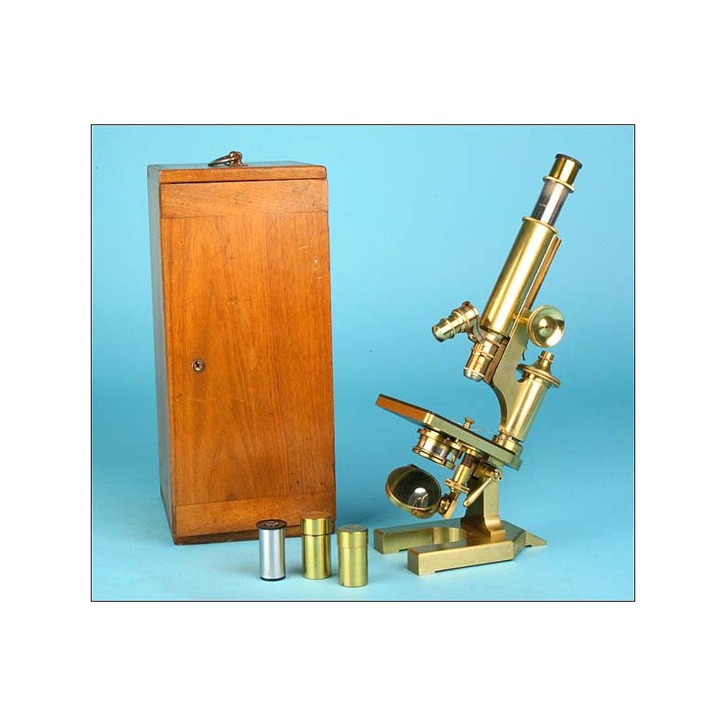 Microscopio de latón R & J. Beck . 1900