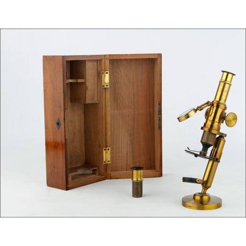 Attractive Fine Working Antique Brass Microscope. Circa 1900