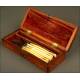 Antique Surgeon's Case with 6 Bone Handled Scalpels, 1870.