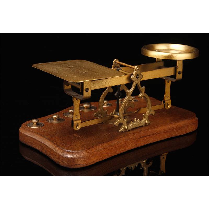 Vintage Wood Base Postal Scale