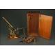 Exclusive English Gilt Brass Microscope, 1860. Very Well Preserved and Working