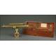 Impressive English Gilt Brass Level in Mahogany Case, Year 1900. Working