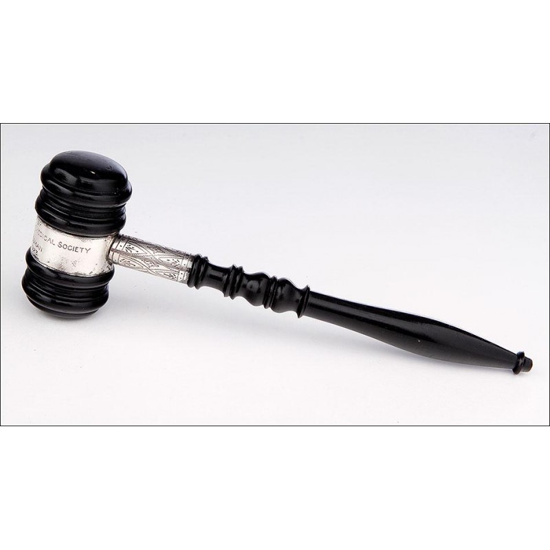 Historic Ebony and Silver Ceremonial Gavel or Mallet. David Riesman. Philadelphia, 1923