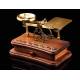 Gilt Brass Postal Scale with Wooden Base. Germany, 1920. With Set of Weights