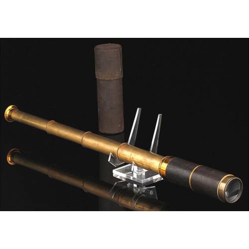 Antique Brass and Leather Five-Bodied Spotting Scope. First Quarter of the 20th Century