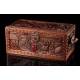 Attractive Hand Carved Sandalwood Chest. China, 1920-30. Magnificent Condition