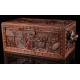 Attractive Hand Carved Sandalwood Chest. China, 1920-30. Magnificent Condition