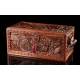 Attractive Hand Carved Sandalwood Chest. China, 1920-30. Magnificent Condition