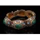 Elegant Enameled Silver Bracelet with Jades. China, 1930's