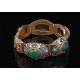 Elegant Enameled Silver Bracelet with Jades. China, 1930's