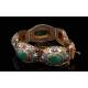 Elegant Enameled Silver Bracelet with Jades. China, 1930's