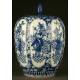 Urna China de Porcelana Azul y Blanca con Sello de Xianfeng.Ocho Inmortales. S. XIX