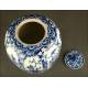 Urna China de Porcelana Azul y Blanca con Sello de Xianfeng.Ocho Inmortales. S. XIX